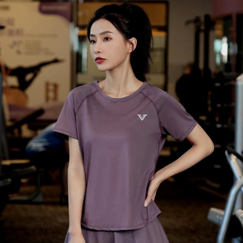 假两件瑜伽短裙女夏季薄款户外跑步训练运动速干上衣网球健身套装|undefined