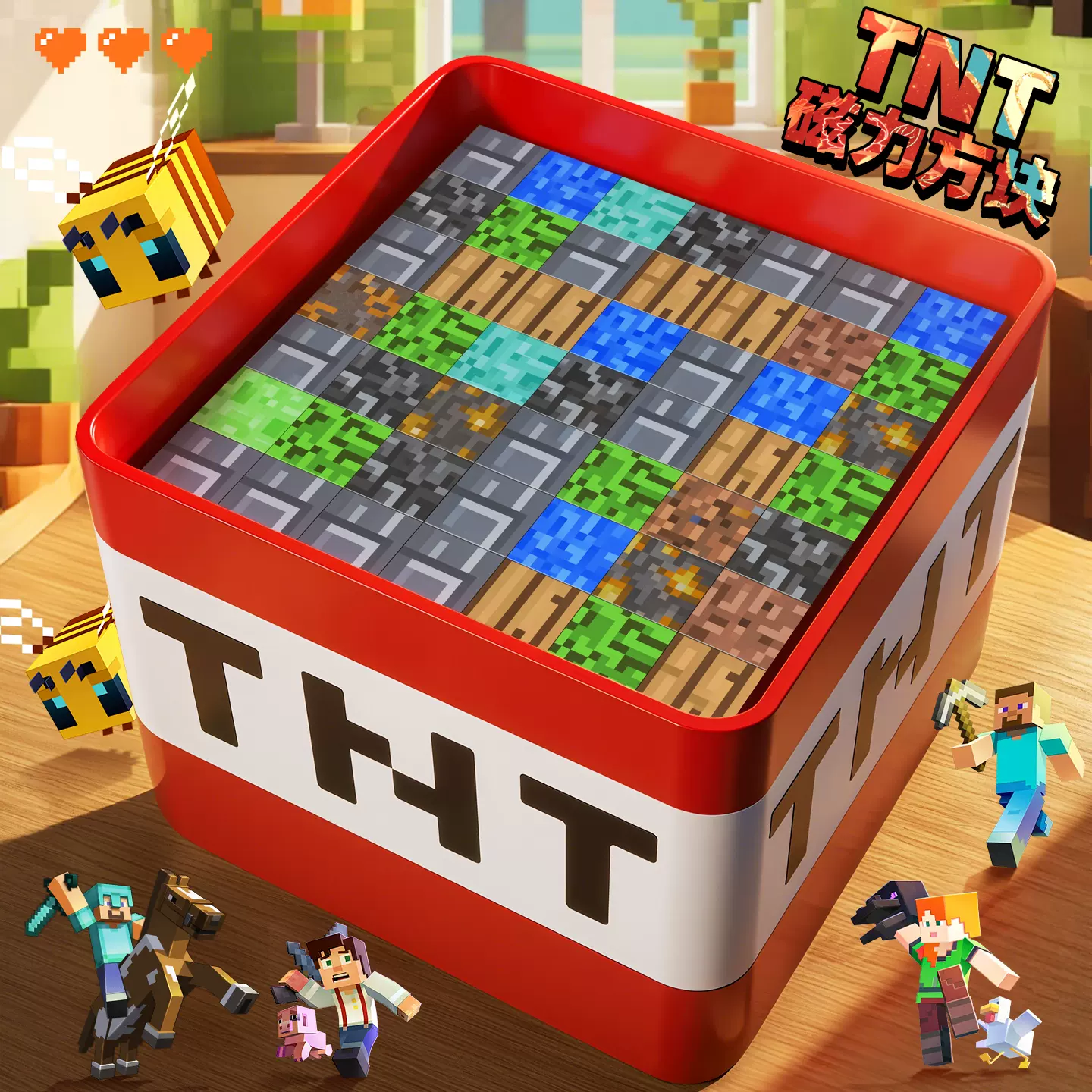 我的世界磁力方块TNT磁铁磁吸铁积木纳盒迷你益智儿童玩具男孩