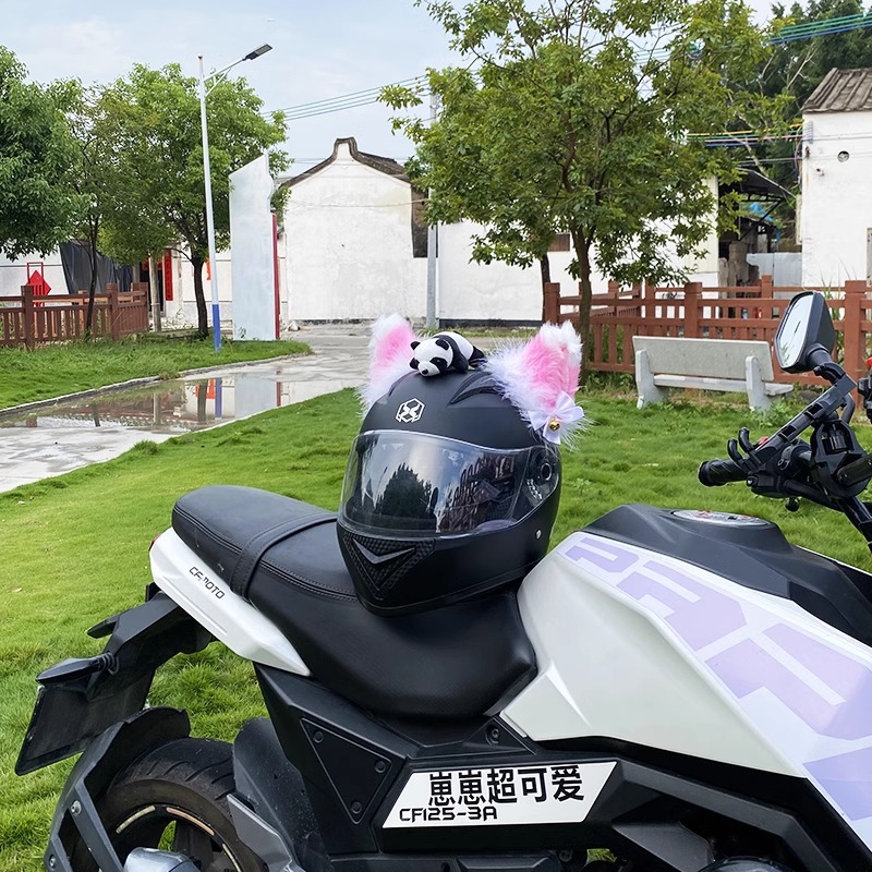 Motorcycle Helmet Decoration Detachable Plush Pink Cat Ears