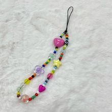 亚马逊跨境民族风彩色软陶手机挂绳水果花朵心星星串珠腕带手机链