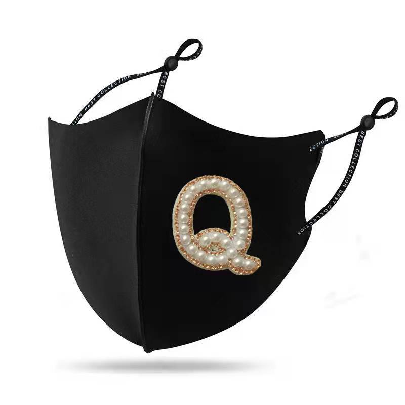 Máscara de diamante perla Otoño e Invierno nueva Máscara cálida personalidad creativa perla rhinestone máscara de tela a prueba de viento