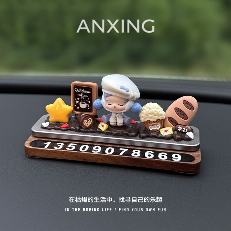 Temporary Parking Number Plate Pop Mart Car Temporary Moving Phone Number Sign Creative Decoration High-End 2025 New Model for Women