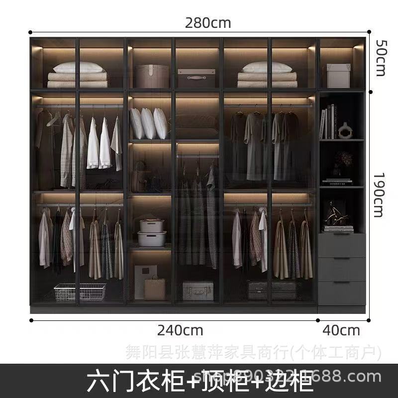玻璃门衣柜家用卧室小户型收纳储物柜新款衣帽间组合主卧衣柜衣橱|undefined