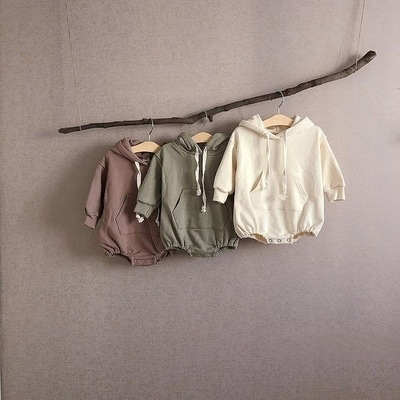 Baby Bear Climbing Suit for Spring and Autumn, Cute for Boys and Girls, Long-Sleeved Hooded Sweatshirt, Potty Suit, One-Piece Romper