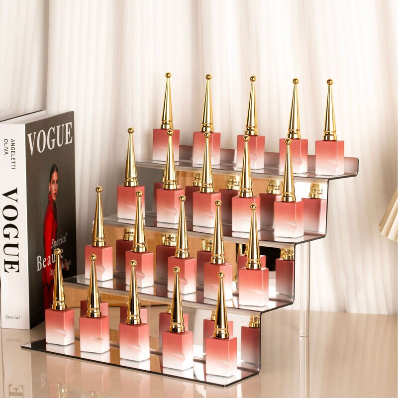 Acrylic ladder storage rack cosmetics rack transparent mirror multi-layer hand display model display