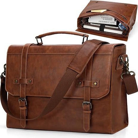Laptop Bag Waterproof Vintage Leather Laptop Briefcase Large Laptop Bag Shoulder Bag