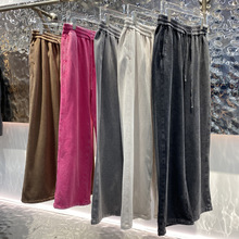 元森旺 美式复古宽松水洗做旧卫裤休闲简约直筒百搭潮牌男女长裤