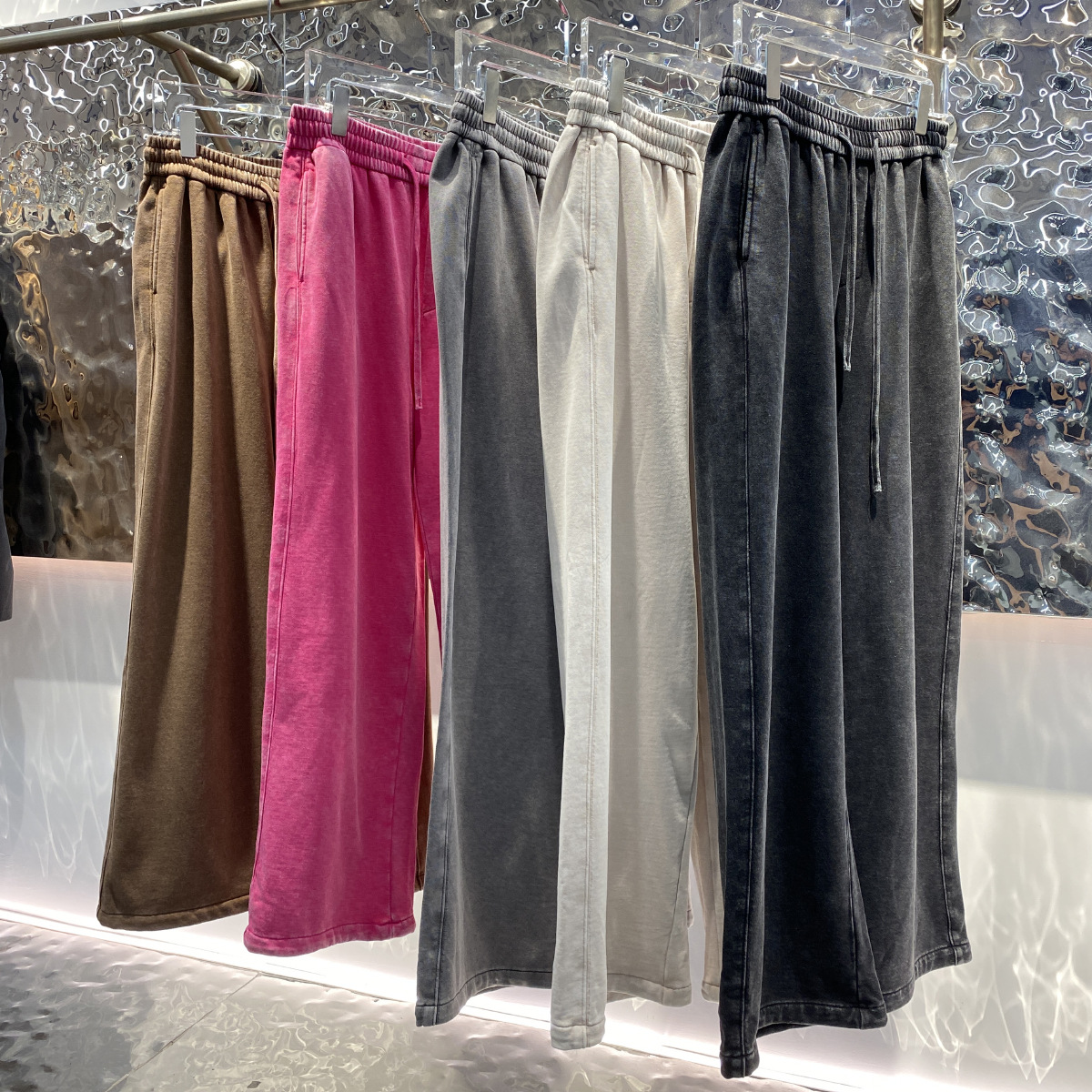 元森旺 美式复古宽松水洗做旧卫裤休闲简约直筒百搭潮牌男女长裤