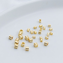 铜镀真金保色三线方块珠散珠隔珠diy手工串珠手链项链饰品材料配