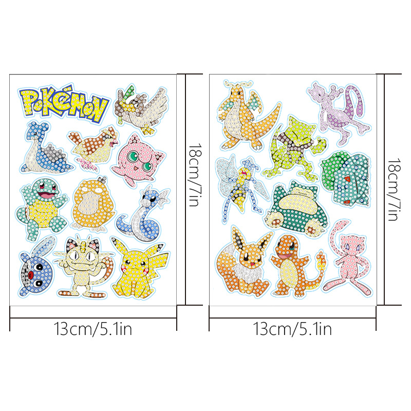 Pegatinas de Pared Aleatorias de Anime Pokémon con Diamantes de Imitación, Pegatinas Infantiles, Pegatinas Redondas de Diamantes de Imitación para Manualidades, Venta al por Mayor