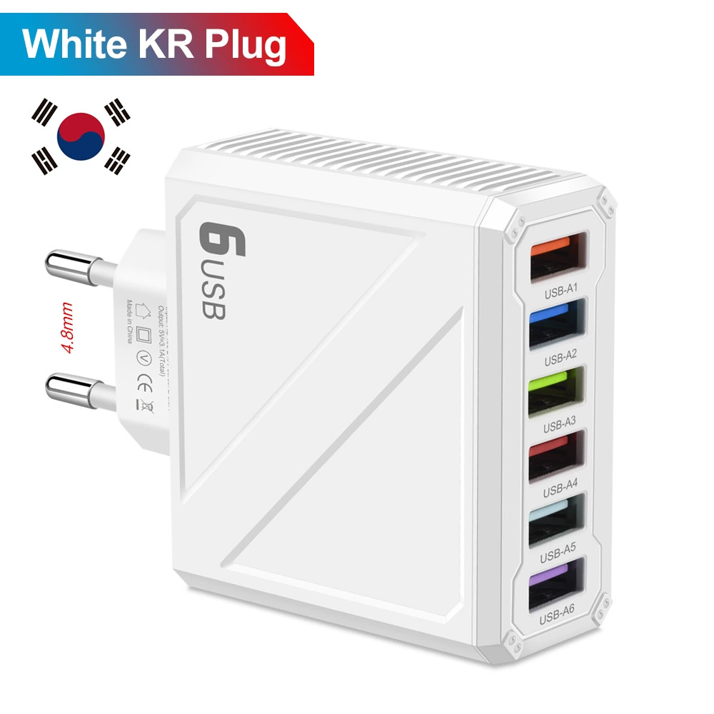 [Зарядное устройство 3.1A с 6 USB для телефонов, блок питания, европейские/британские/южнокорейские вилки]