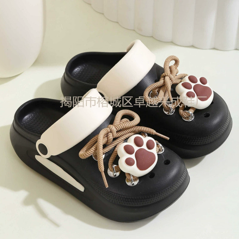 Обувь с толстой подошвной дырочкой женская летняя наружная одежда увеличивается 2025 новый EVA сеть красный пляж холодные тапочки женская оптом