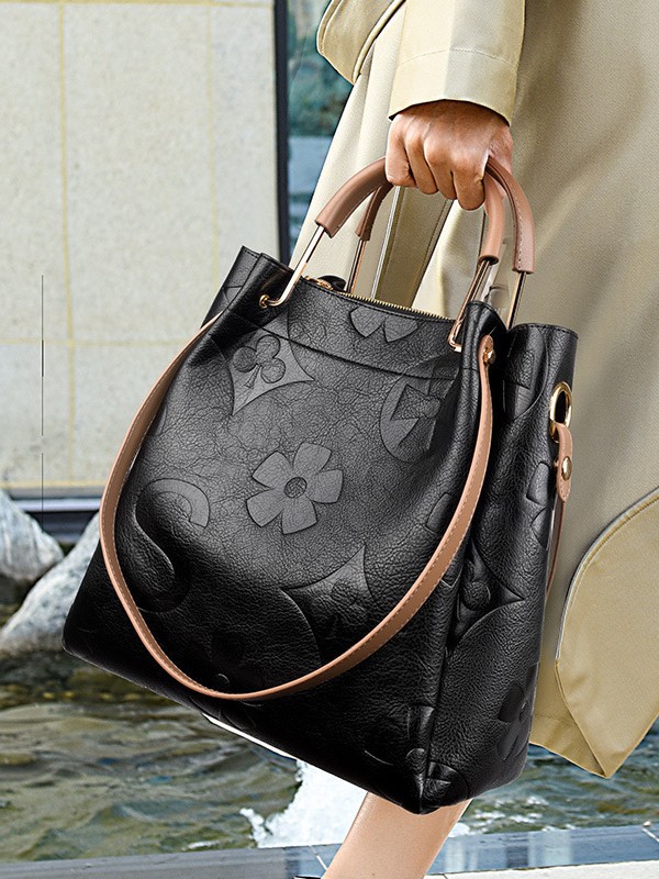 Bolso de mano de nuevo estilo para mujer, bolso tote de gran capacidad de alta gama, bolso de mano moderno con relieve y bolso interior extraíble.