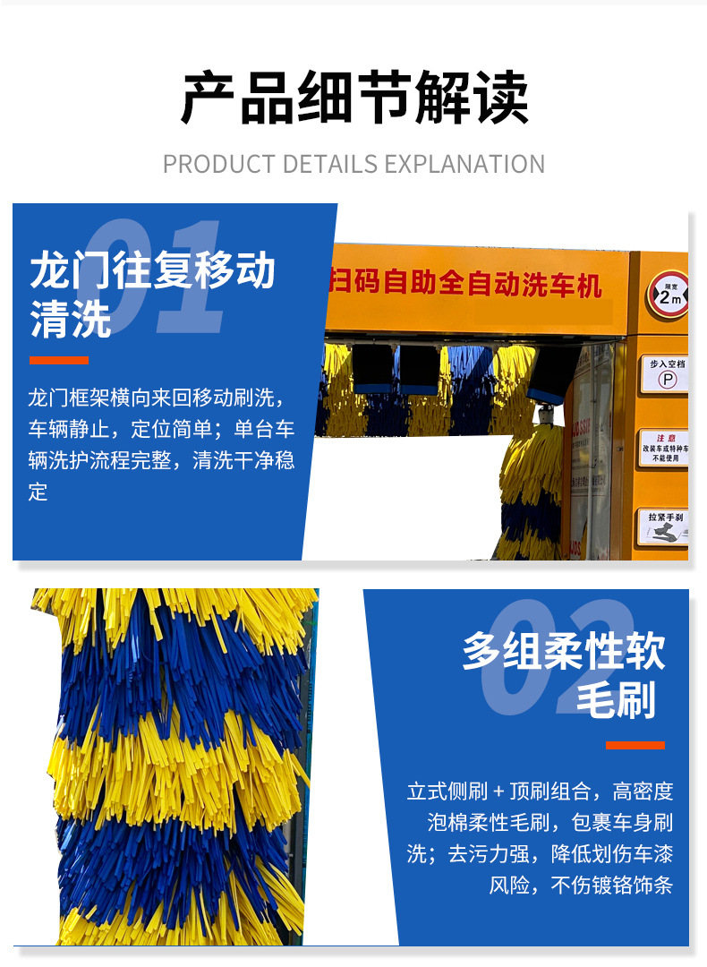 Reciprocating self-service car wash machine, intelligent gantry fully automatic car wash machine, parking lot and gas station commercial car wash machine
