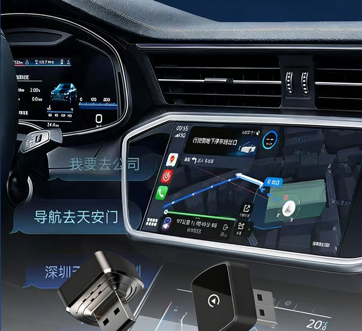 Cross-Border Smart Wireless Carplay Box Car Screen Projection Converter 2-in-1 Android Autocarplay Box