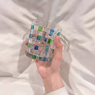 手绘夏季青柠水杯家用杯子女ins彩色啤酒杯设计小众玻璃杯ins风