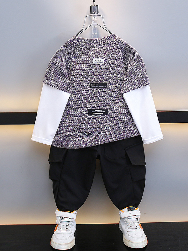6136 Traje de otoño para niños Estilo occidental 2024 Nueva ropa para niños Ropa deportiva de otoño Dos suéteres casuales para niños Tendencia