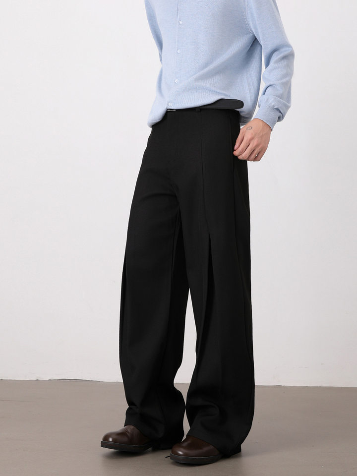 Quần tây nam ống rộng xếp ly phong cách Mỹ, quần dài casual tôn dáng — màu xám, màu đen