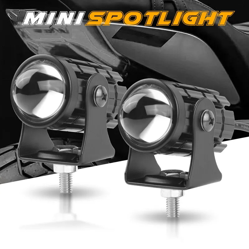 Motorcicleta eléctrica transformada led faro bicolor pequeño mini motor eléctrico super brillante faro exterior faro de trabajo faro