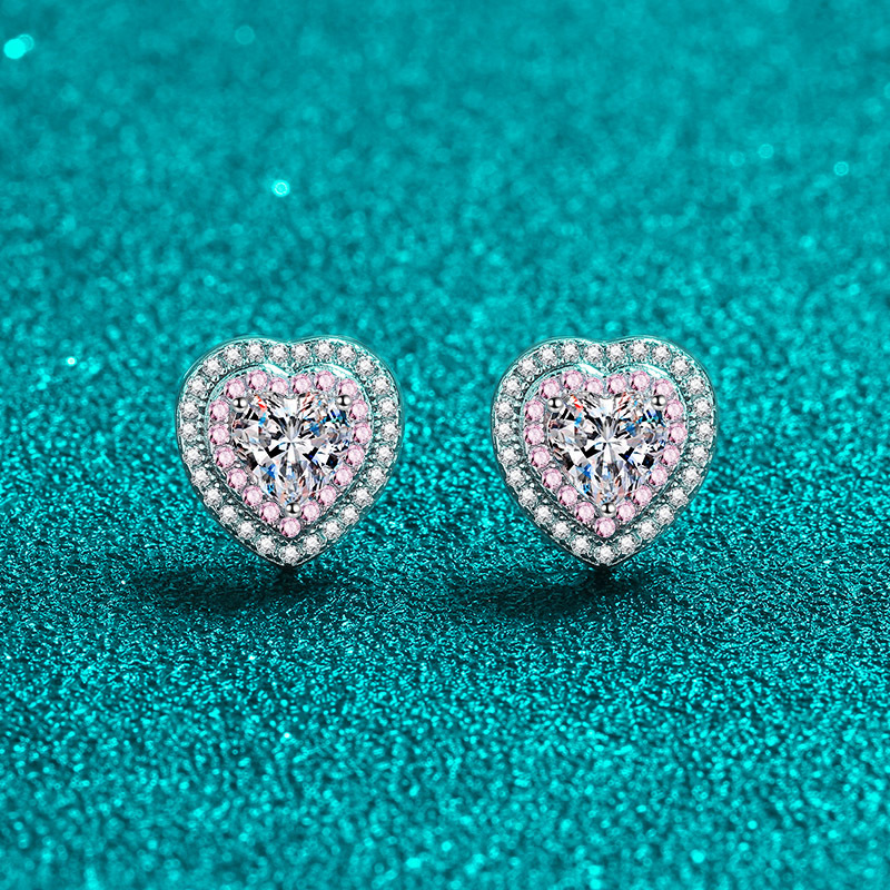D Color Moissanite New Deli S925 Sterling Silver Heart Bag Earrings For Women With Moissanite, Rose Gold Manufacturer In Stock Wholesale_voghion.com
