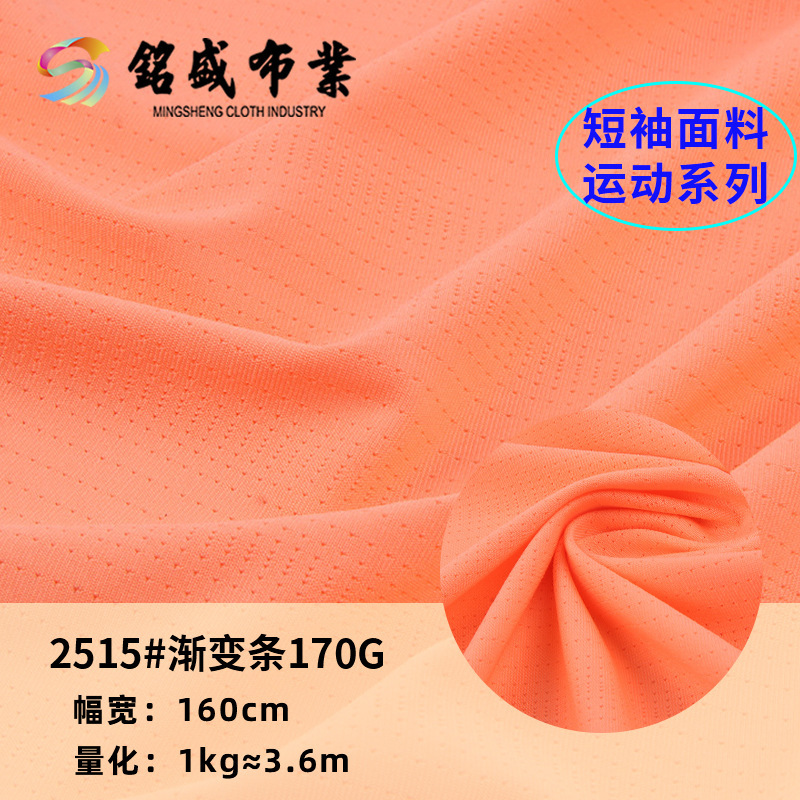 渐变条透气网眼布 全涤拉架平纹汗布 170g夏季排汗运动服T恤面料