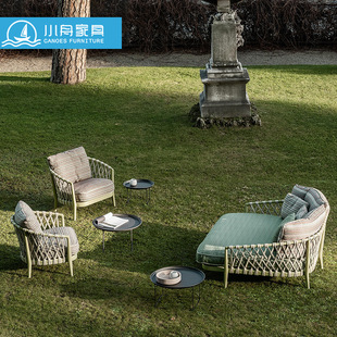 Outdoor Sofa Rattan Chair Hotel Villa Garden Courtyard Outdoor Leisure Furniture Waterproof Sun Protection Outdoor Rattan Sofa