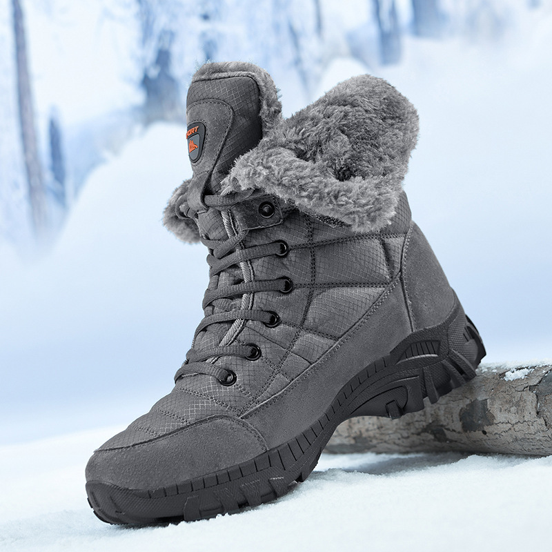 Botas de nieve para hombres 2023 Invierno nuevo forro polar cálido de moda de alta-top zapatos de los hombres al aire libre montañismo engrosado zapatos de algodón de los hombres