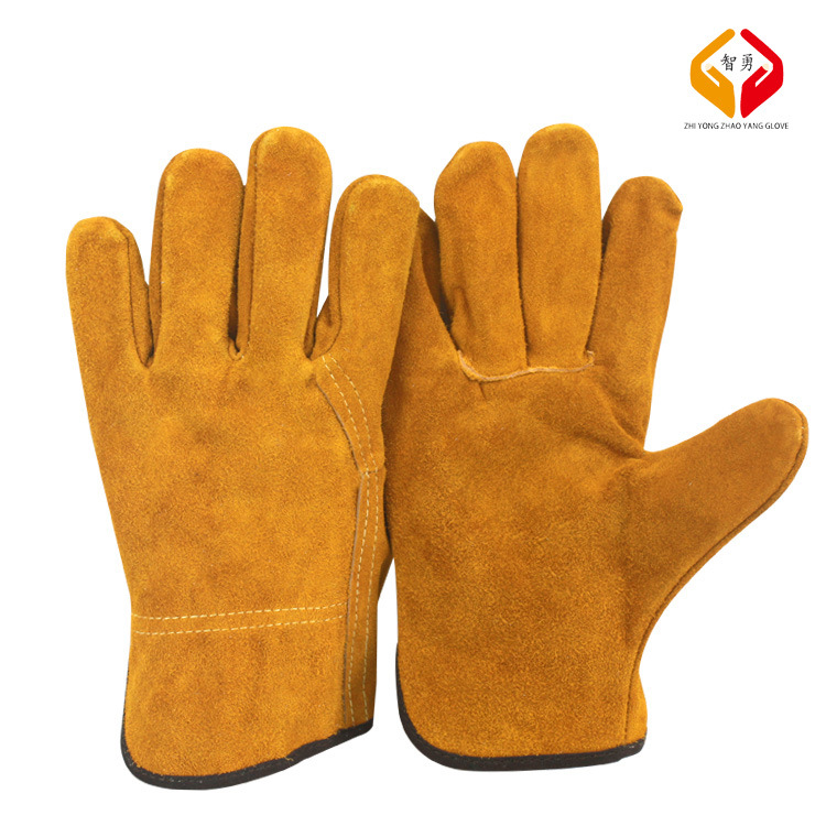 二层牛皮电焊手套 防滑防火飞溅花隔热耐磨翻毛牛皮劳保焊工手套