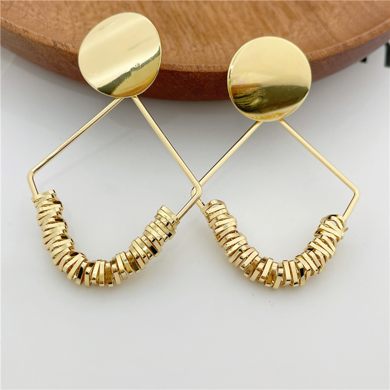 1 Pair Retro Round Rhombus Metal Irregular Women's Chandelier Earrings display picture 5