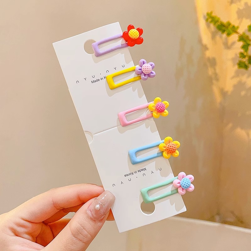 Color brillante dibujos animados de geometría de frutas para el cabello de niños no lastimar clip de cabello BB para mujeres frises acabado clip lateral de cabello roto de alto nivel