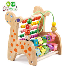 婴儿童小鹿计算架敲琴绕珠串珠八音小木琴多功能早教宝宝木质玩具