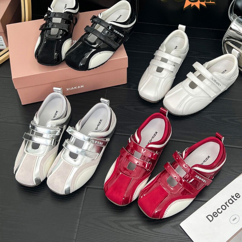 Celebrity Style 73~ Silver Color Hidden 6cm Height Increase Velcro Sports Mary Jane Women's Shoes New Versatile German Training Shoes Trendy