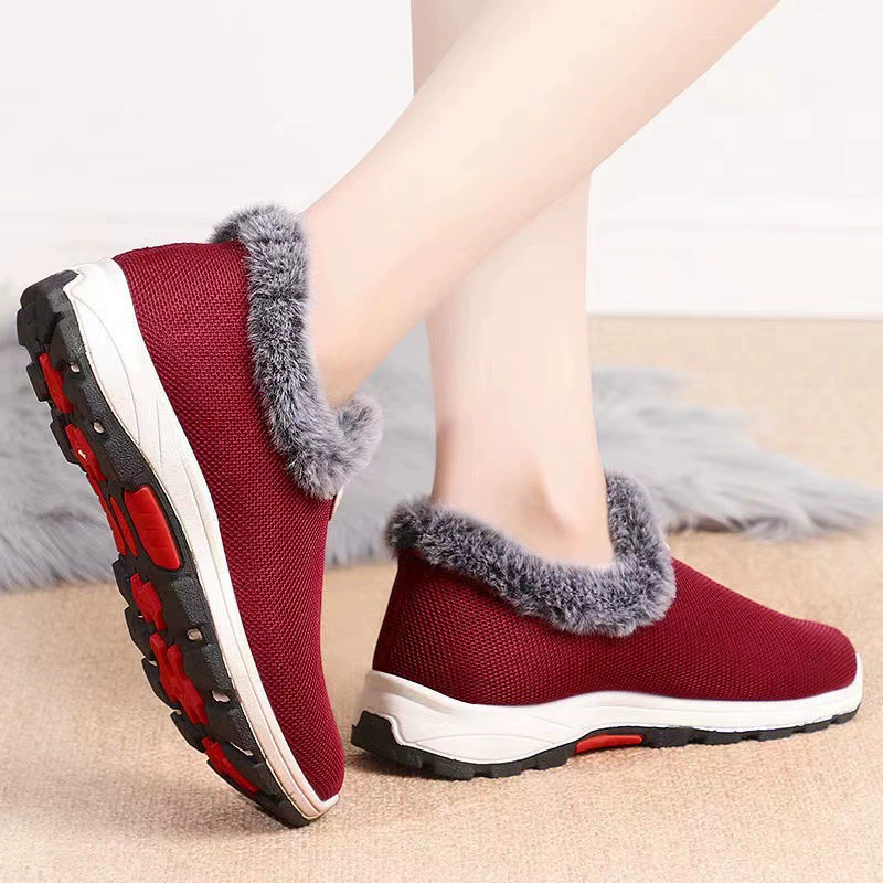 Зимние обувь на вспененной стельке Slip-On для мам, теплые обувь для прогулок внутри и снаружи, Розовый/Чёрный, размеры 36-40