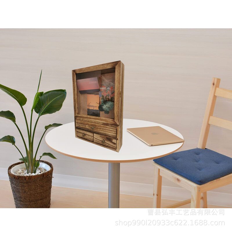 Wooden drawer display storage box souvenir medal storage wooden box bill wall decoration picture frame shadow box memory box