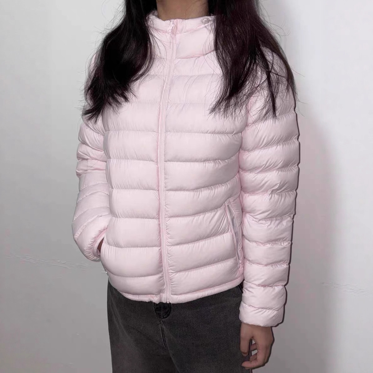 가을 겨울 Ribs Down Jacket 90 White Duck Down 루즈 오버 숄더 쇼트 후드 자켓 퀼팅 라이트 다운 재킷 5570
