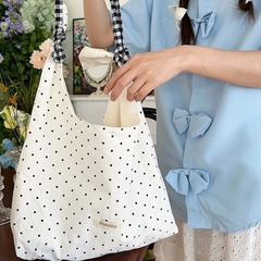 45262新型波点キャンバスバッグ女子大容量バッグ大学生授業キャンバスバッグ小大衆ショルダーバッグ
