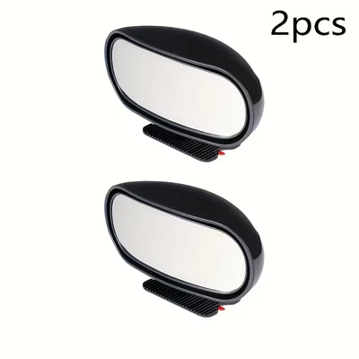 Car Rearview Mirror with Additional Large field of view rear view auxiliary mirror - black-pair