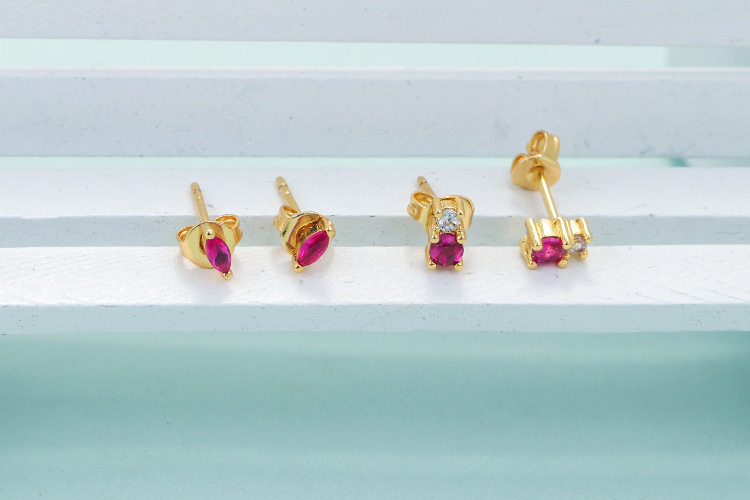 Zircon Inlay Material Simple Style Copper Zircon Copper Earrings