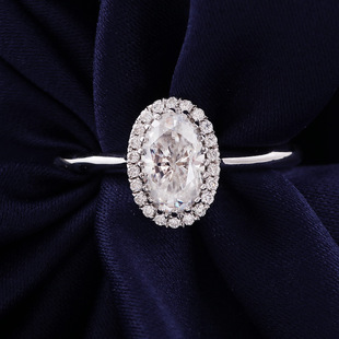 Rydos Jewelry Pigeon Egg 2 karat Large Diamond Ring 14k White Gold Oval Mossan Diamond Package Set with Rings of Diamond Edge Stone Ring