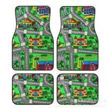 跨境temu汽车主副驾驶脚垫四件套耐脏易打理地垫亚马逊代发地毯