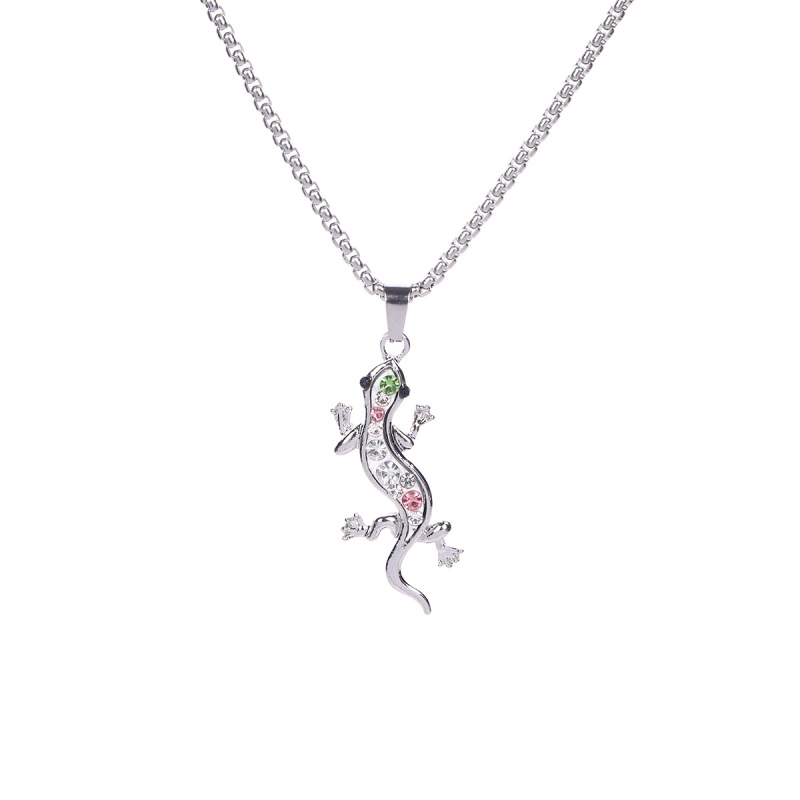 New gecko lizard animal pendant necklace with personalized and trendy hip-hop accessories_voghion.com