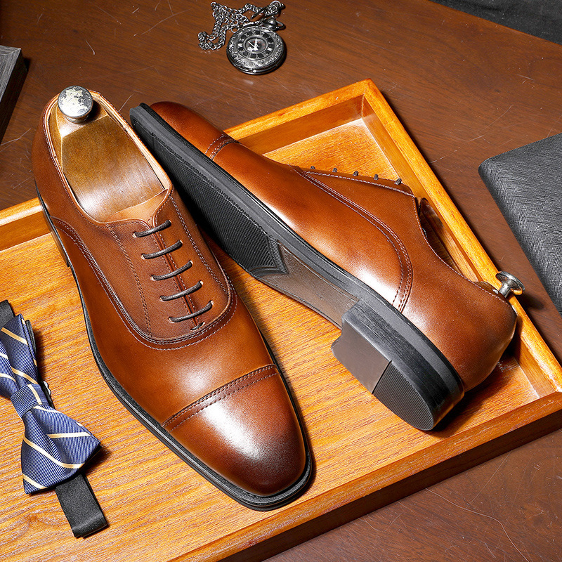 Summer Men's Shoes Business Formal Leather Shoes Men's Pointed Toe Korean Style British Casual Black Wedding Shoes