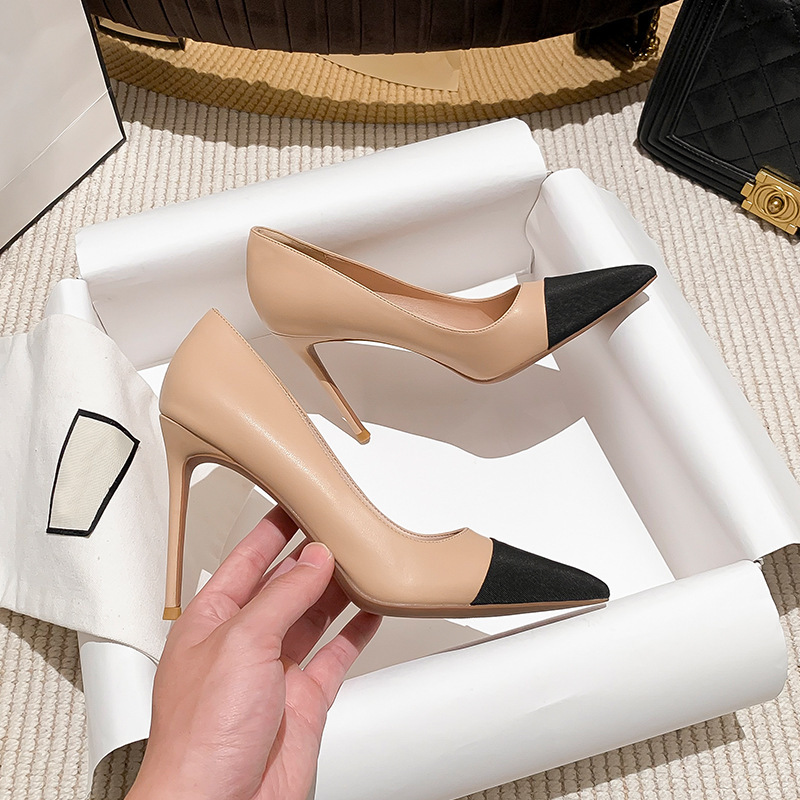 2025 New Autum High-Heeled Shoes for Women, Stiletto Heels, Color Matching, Small Fragrant Style Shoes, Nude Color, Ladylike Style That Will Not Tire Your Feet 2025 New Autum High-Heeled Shoes for Women, Stiletto Heels, Color Matching, Small Fragrant Style Shoes, Nude Color, Ladylike Style That Will Not Tire Your Feet