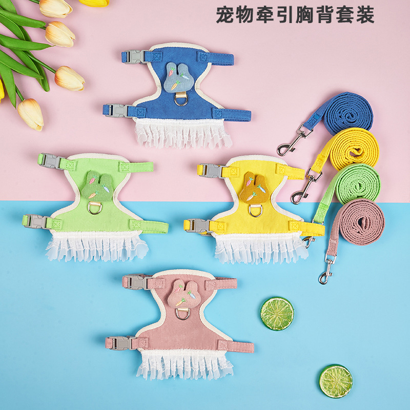 Nuevo gato chaleco oso de peluche pequeño perro correa del pecho caminando conejito cuerda cadena suministros para mascotas