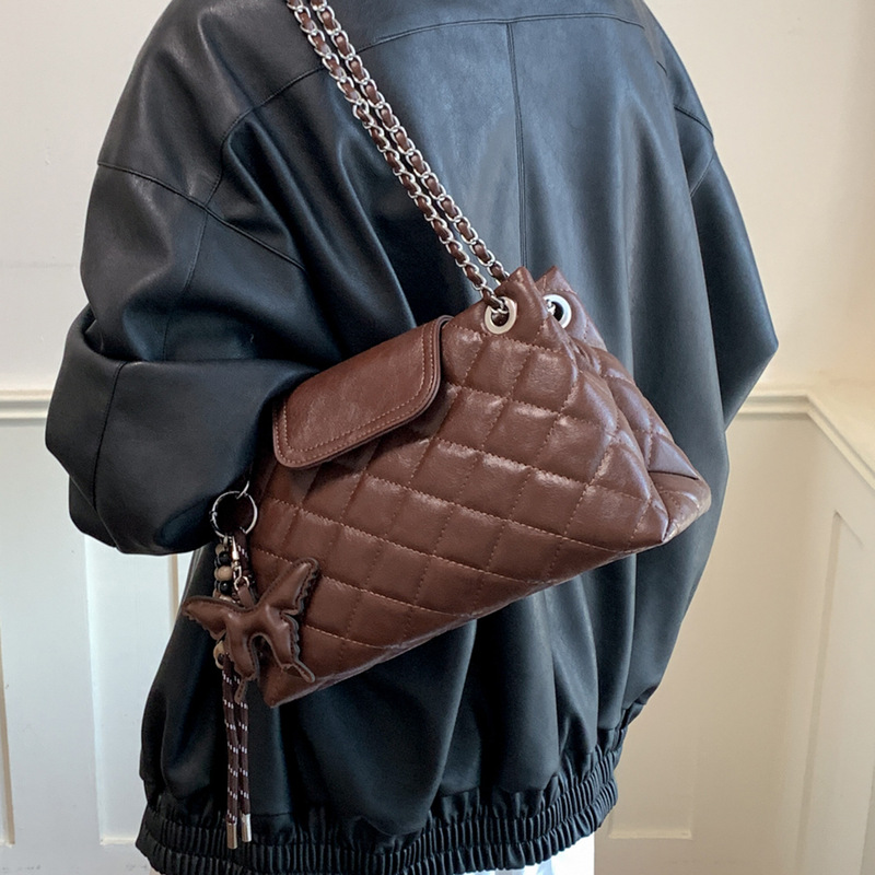 Quilted Stitching Vintage Maillard Brown Bag for Women, 2026 Autumn/Winter New Commuting Shoulder Bag Tote Bag Quilted Stitching Vintage Maillard Brown Bag for Women, 2026 Autumn/Winter New Commuting Shoulder Bag Tote Bag