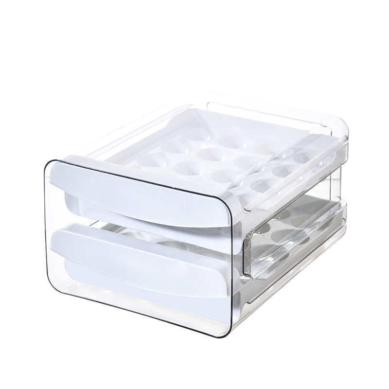 Refrigerator Drawer-type Transparent Egg Box Household Double-layer Egg Shelp Anti-fall Kitchen Chicken Duck Egg Storage Preservation Box with Lid