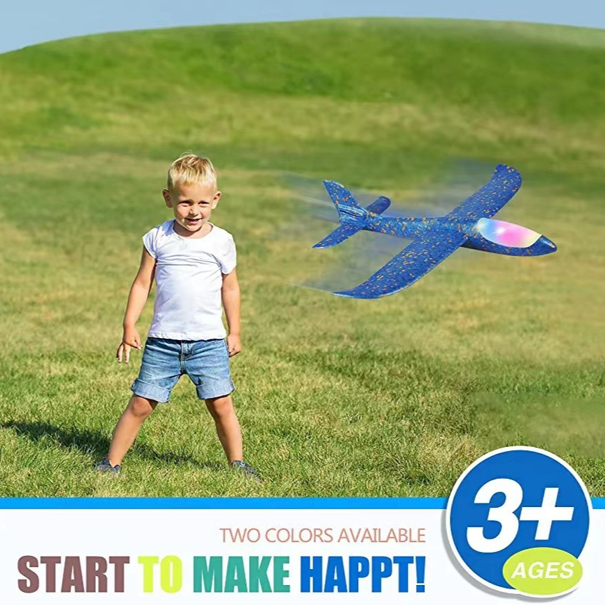 Ep emisor de luz eléctrico helicóptero de deslizamiento Lanzamiento de mano modelo de avión ensamblado espuma tiro de mano columpio pequeño avión de juguete