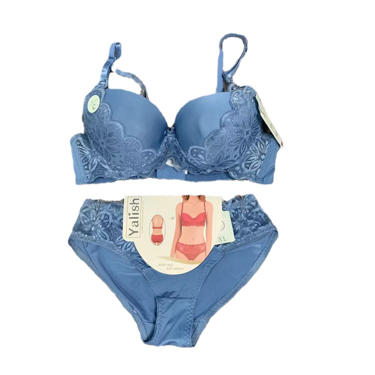 Miscellaneous lace large size women's bra set with steel rims_voghion.com
