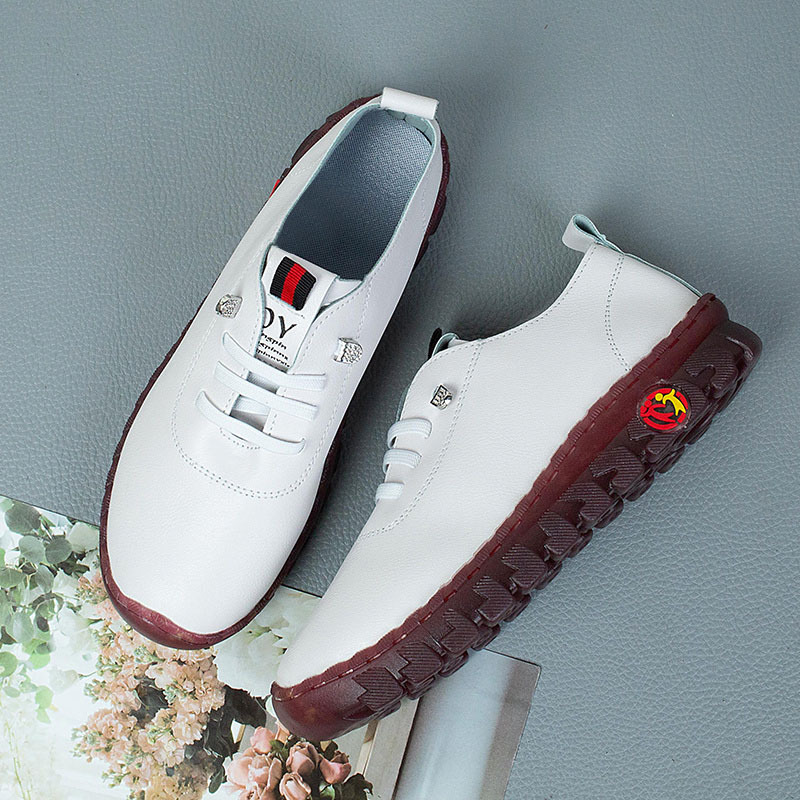 Zapatos de mujer de primavera y verano de comercio exterior zapatos de lazos de madres de pies gruesos con base de tendón suave zapatos de cuero de tamaño grande