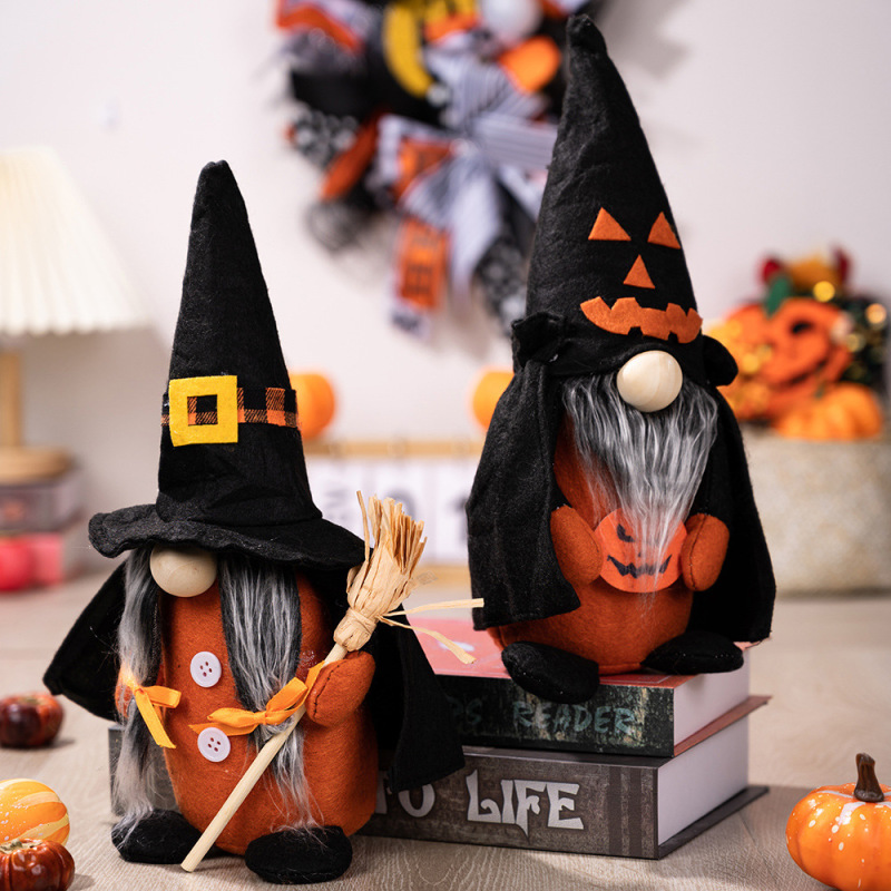 国境を越えた新製品ハロウィーン装飾カボチャほうきの帽子を持った魔女の家万聖無顔人形小人の振り子|undefined